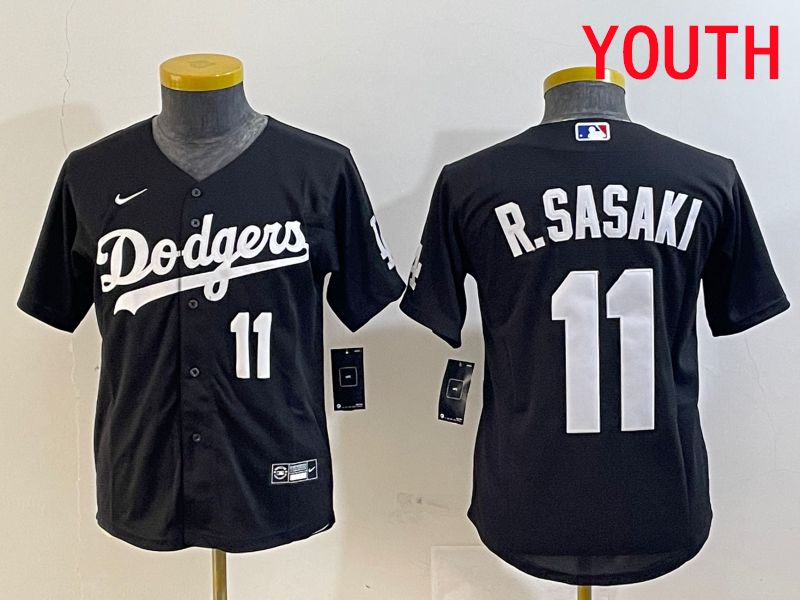 Youth Los Angeles Dodgers #11 R.Sasaki Black Game 2025 Nike MLB Jersey style 3->youth mlb jersey->Youth Jersey